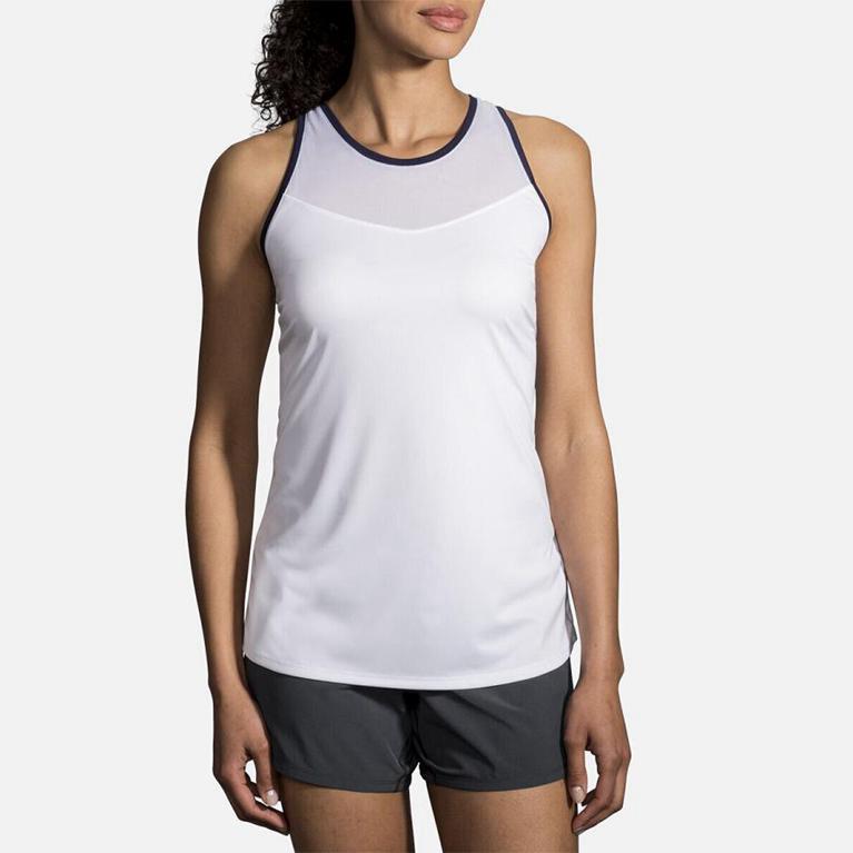 Brooks Stealth Womens Running Tank Top - White - Indonesia (SZLG-68203)